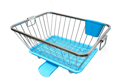 MEEZO Dish Drainer Rack with Drip Tray/Utensil Drying Stand for Kitchen/Plate Rack Stainless Steel Fruit & Vegetable Basket(Silver)