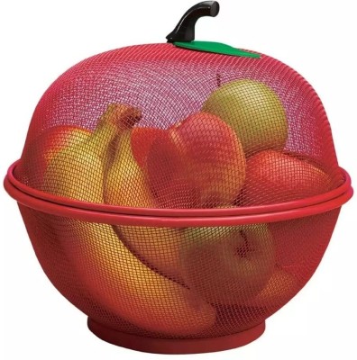 Prim Enterprise Apple Shape Net Fruits & Vegetables Basket For Kitchen Stainless Steel Fruit & Vegetable Basket(Red)