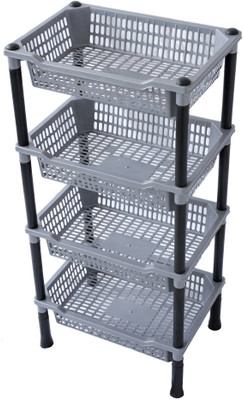 VM BOND Plastic Fruit & Vegetable Basket(Grey)