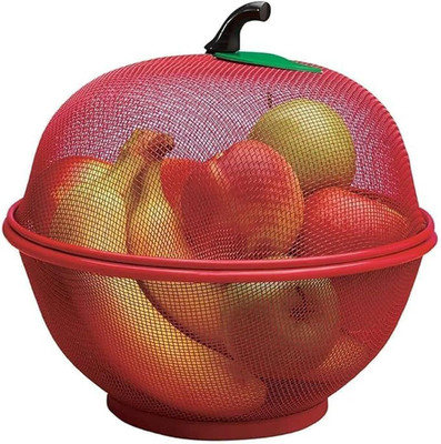 On cart Apple Shape Net Fruits Basket For Kitchen Steel Fruit & Vegetable Basket(Red) Offers & Cashback