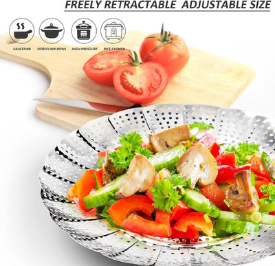 LDENTERPRISE Basket For Vegetable / Insert for Pots, Pans, Crock & more... 5.6'' to 9'' Stainless Steel Fruit & Vegetable Basket(Silver)