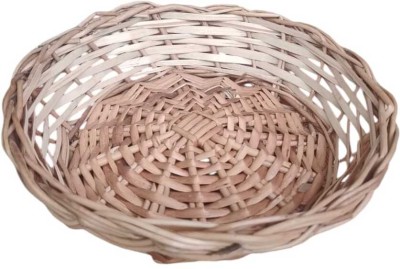 ak canehandicraft rond small cane basket Wooden Fruit & Vegetable Basket(Brown)