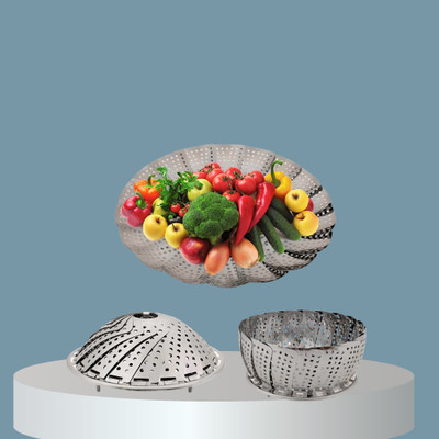 Elite ecom Steamer Basket Stailess Steel for Cooking Healthy Steamer Basket Folding-09 Stainless Steel Fruit & Vegetable Basket(Steel)