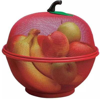 Jiyan Enterprise Apple Shape Fruits & Vegetables Basket for Kitchen Stainless Steel Fruit & Vegetable Basket(Red)