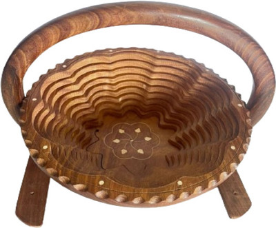 LuckD Wooden Fruit/vegetable basket Wooden Fruit & Vegetable Basket(Brown)