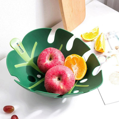HOMESTIC by Kuber Industries Leaf Multipurpose Storage Fruit Basket for Home-Kitchen-Dining Table|Green Plastic Fruit & Vegetable Basket(Green, Yellow)