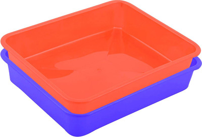KUBER INDUSTRIES Plastic 2 Pieces Small Size Multipurpose Stationary Tray (Multi)-CTKTC3719 Plastic Fruit & Vegetable Basket(Multicolor)