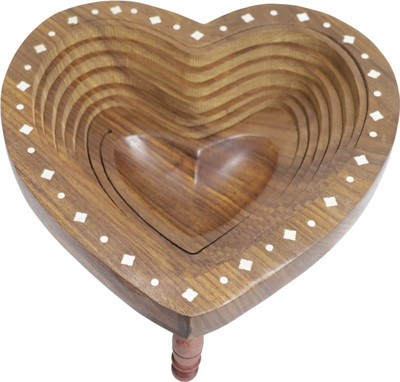 Saras Aajeevika Wooden Spring Tray Dil Shape Wooden Fruit & Vegetable Basket(Brown)