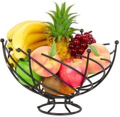 Niyanta Fruit & Vegetable Round Shaped Wire Basket Air Free Metal Basket For Kitchen Iron Fruit & Vegetable Basket(Black)