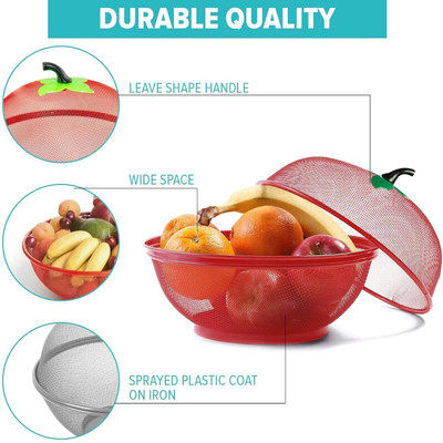 ARMINTRADEMART Stainless Steel Fruit & Vegetable Basket(Red)