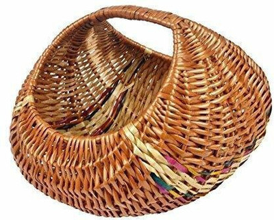SHRUSTAM Multipurpose Handmade Moon shaped Cane Bamboo Wicker basket for Storage, Gifting Bamboo Fruit & Vegetable Basket(Beige)