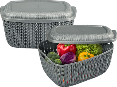KUBER INDUSTRIES Plastic Fruit & Vegetable Basket(Grey)