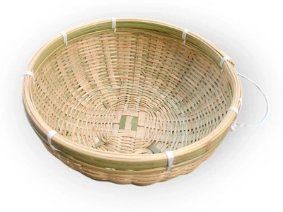 HakSap Traditional Multipurpose Storage Basket for Kitchen | basket for fruit | 9 Inch Bamboo Fruit & Vegetable Basket(Brown)