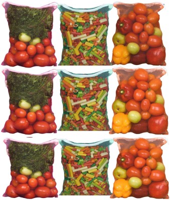 Home Organize Pack of 9 Mesh Fridge Bags Reusable/ Storage Bag for Fruits & Vegetable with Zip Microfibre Fruit & Vegetable Basket(Multicolor)