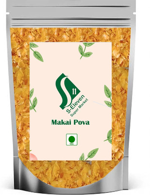 S Eleven Super Market Ready to Fry Raw Corn Fryums/Maize Poha/Makai Poha Chivda Snacks Fryums(400 g)