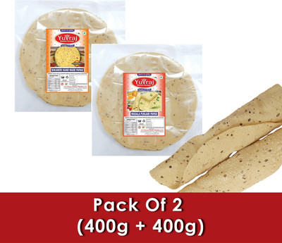 Yuvraj Food Product Combo of Bikaneri Handmade Papad 400gm & Masala Papad 400gm Masala Papad (Pack of 2)(800 g)