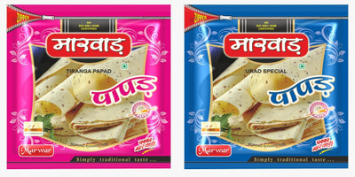 Marwar Papad Combo-Tiranga & Urad Special Papad-Zipper Pack(400 GM Each)-7 Inch Size Masala Papad (Pack of 2)(800 g)