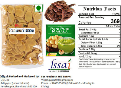 Phalfool Ready To Eat Panipuri Fryums 1kg with free masala and imli Fryums(1 kg)