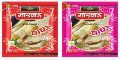 Marwar Papad Combo- Moong Punjabi & Tiranga Papad-Zipper Pack(400GMEach)-7 Inch Size Masala Papad (Pack of 2)(800 g)