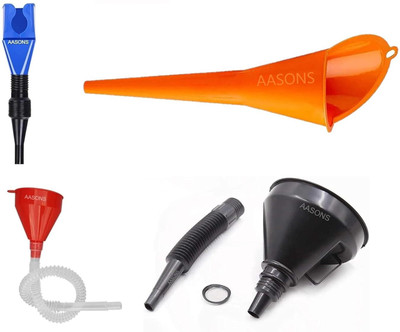 AASONS AASONS Oil Transfer reuseable Funnel Assorted Set of 4 pcs Plastic Funnel Set(Multicolor, Pack of 4)
