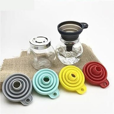 PMW Pack of 2 Silicone Folding Funnels Mushroom-Shaped Funnel for Liquid Transfer Silicone Funnel(Multicolor)