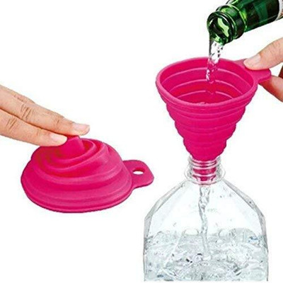 GEEO Collapsible Silicone Funnel – Foldable & Flexible Kitchen Tool Silicone Funnel(Multicolor, Pack of 2)