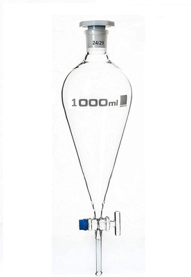 Rawal Borosilicate Glass Separating Funnel with Stop Cork and Glass Stopper (1000 ml) Borosilicate Glass Funnel Set(White, Pack of 1)