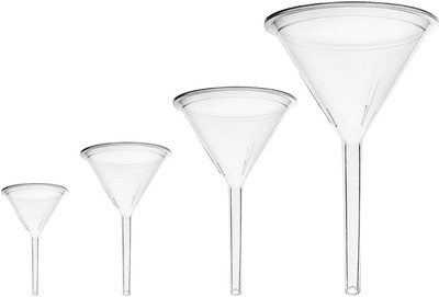 OCTA Polypropylene Long Stem Analytical Funnel - 50,62mm,75mm and 150mm (Pack of 4) Polypropylene Funnel Set(White, Pack of 4)