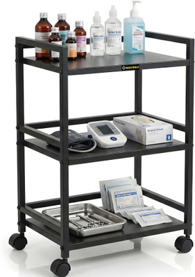Basic Builds Heavy-Duty 3-Tier Medical Trolley with Wheels | Metal Surgical Cart Rack Work Station Tray(Furniture Accessories, Cast Iron)