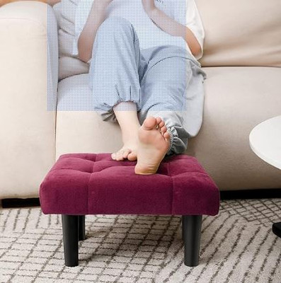 WallWonder Solid Wood Cube Ottoman(Finish Color - Maroon, Pre Assembled)
