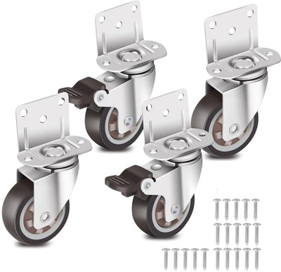 STHIRA Heavy Duty Caster Wheels 2 Inch Set of 4 L Shaped Rubber Swivel Casters for Bar Stool Wheels(Furniture Parts, Rubber)