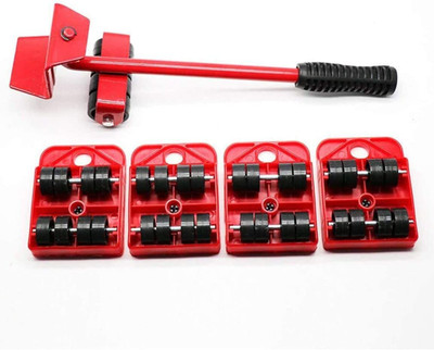Flaxton Furniture Mover Set 4 Move Roller 1 Wheel Bar for Lifting Moving Hand Tool Kit(5 Tools)