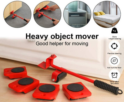Flaxton Red Furniture Lifter Mover Tool Set Heavy Duty Large Home Office Appliance Hand Tool Kit(5 Tools)
