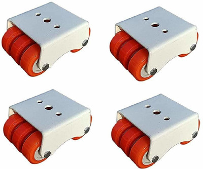 Maaz Associates 6Wheels Roller Moving Castor/Sixer (50 mm) 4 Pieces in 1 Box Fixed Furniture Caster(Pack of4)