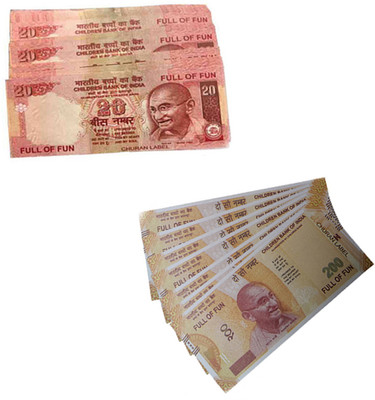 Clubics Fake printed indian currency look like real money 20Rs, 200Rs,( 40 each ) 80pcs Fake Notes Gag Toy