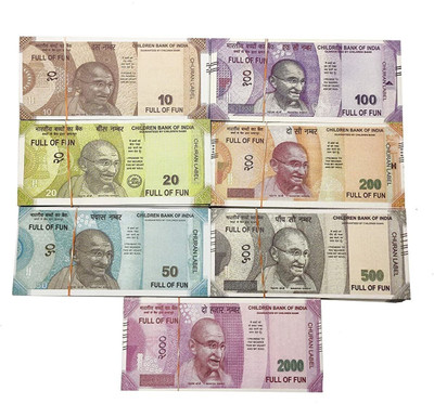 Bizmen indan fake currency /dummy note (each note 50ps)50-500-200-2000-10-20-100 Notes Money Gag Toy (Multicolor) note Gag Toy(Multicolor)