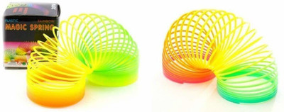 nawani Rainbow Magic Plastic Spring Toy Set of 2- Bouncy Stretchy Slinkey,, rainbow spring Gag Toy