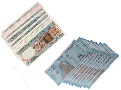 COUNTACH printed indian Fake currency look like real money 5Rs, 50Rs,( 40 each ) 80pcs Fake Notes Gag Toy