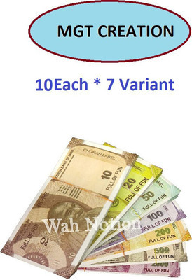 MGT CREATION Paper Dummy Currency Notes for Kids Toys Learn Trading/Counting/Accounting Skill from Fake Money Set of 70 PC Money Toys for Kids / Nakli Note ki Gaddi (Smooth Paper) Dummy Fake note Gag Toy(Multicolor)