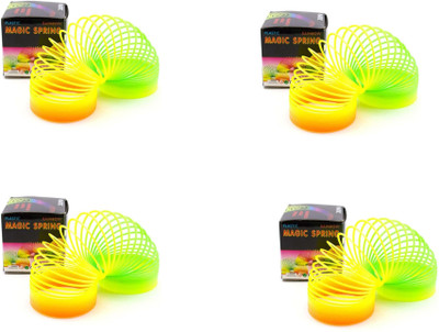 SA Enterprises (Pack of 4 Box) Magic Rainbow Spring Toy Bouncy Expandable Slinky Gift Stretchy Magic Spring Gag Toy(RainBow)