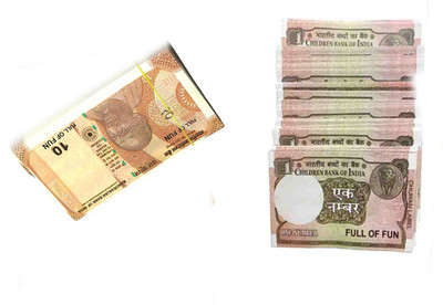 Clubics Fake printed indian currency look like real money 1Rs, 10Rs,( 35 each ) 70pcs Fake Notes Gag Toy