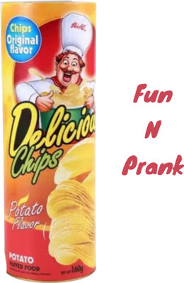 taka saki potato chips prank magic spring snake pop out fake party can toy fun chips can Gag Toy(Multicolor)