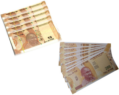 COUNTACH printed Fake indian currency look like real money 10Rs, 200Rs, ( 5 each ) 10pcs Fake Notes Gag Toy