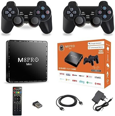 Orelius Fire 2 in1 M8 Pro Game TV Video Game Set Player 4K Game Retro Console Including  Gamepad(Black, For Android)