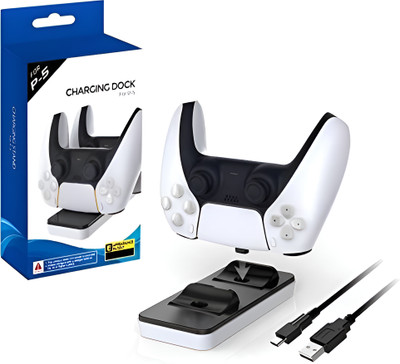 HG WORLD Dobe PS5 DualSense Wireless Controller Dual Charging Dock With High-Speed Charge USB  Gamepad(TP5-0591, Vertical Stand, Durable Build, LED Indicators, PlayStation Gaming Accessory, For PS5)