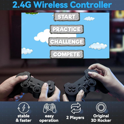 TRENDORA Wireless Retro Gaming Console for TV – Dual Player Game Stick Lite with Gamepad 6.2 inch DVD Player(Black)