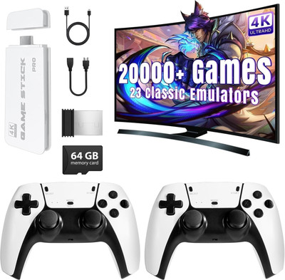 KITAI Wireless Retro Game Console with 4K HDMI, Built-in 23 Emulators, 20000+ Games Wi-fi  Gamepad(White, For Android)