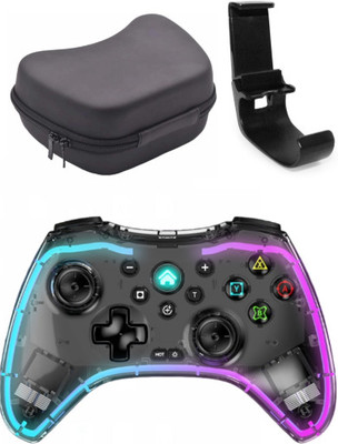 Lantech Wireless RGB & Vibrator Gaming Controller Gamepad with Free Pouch & Mobile Clamp Bluetooth  Gamepad(Transparent, For Android, iOS, Mac OS, PS4, Xbox 360, Xbox One)