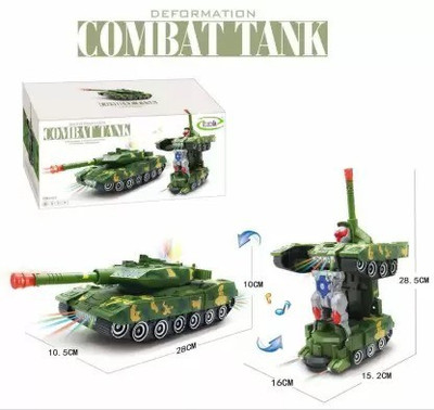 ABHI ENTERPRISES Light & Music Automatic Transforming Robot Tank Toy for Kids with Bump Function  Gaming Accessory Kit(Green, For Android)