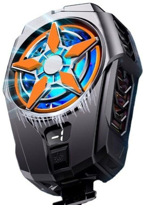 SKOON Mobile Cooling Fan for Gaming Fit All Types Smartphone Radiator with LED Display 1 Fan Ergonomic Cooling Pad with Adjustable Height(Black, Orange)